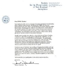 Letter to SPNEA member and enclosure letter to Congressman.